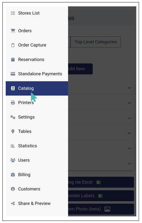 Click Catalog on the Left Menu