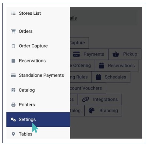 Select Settings on the Left Menu