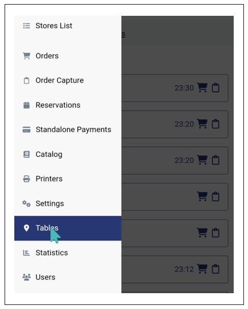 Select Tables on the Left Menu