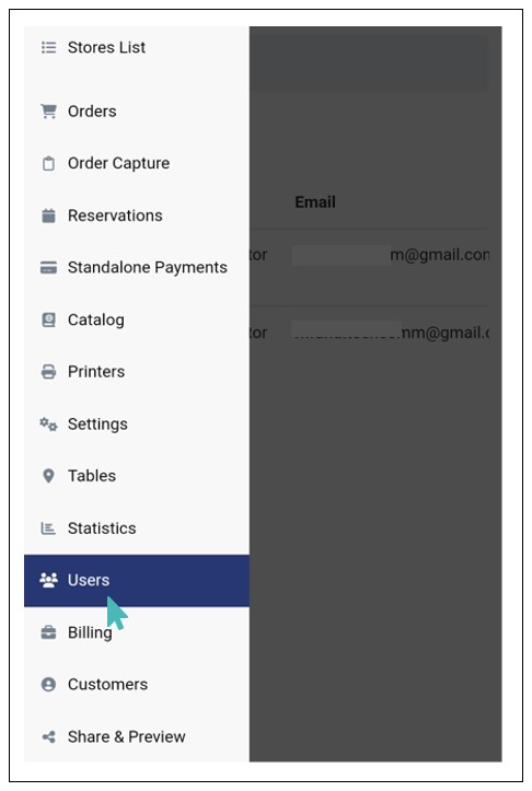 Select Users on the Left Menu