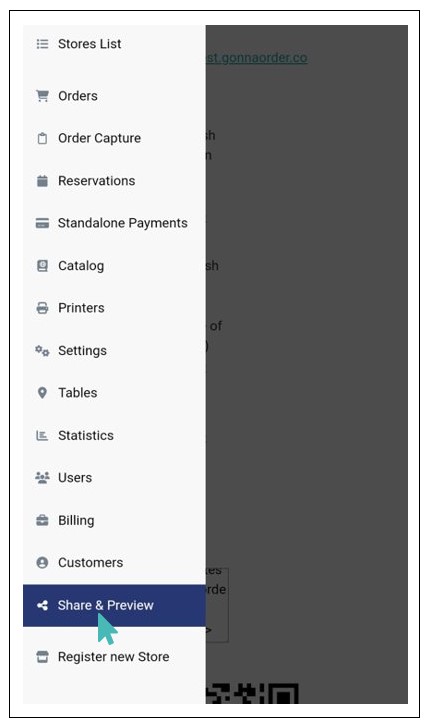 Select Share & Preview on the Left Menu