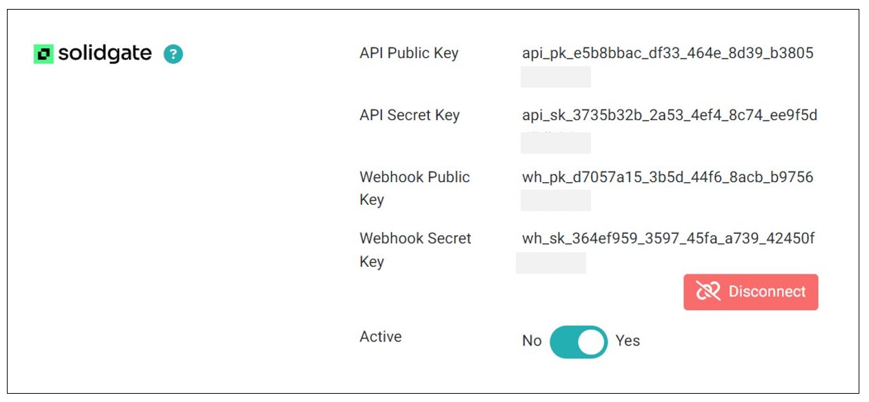 Enter Solidgate Connection Details