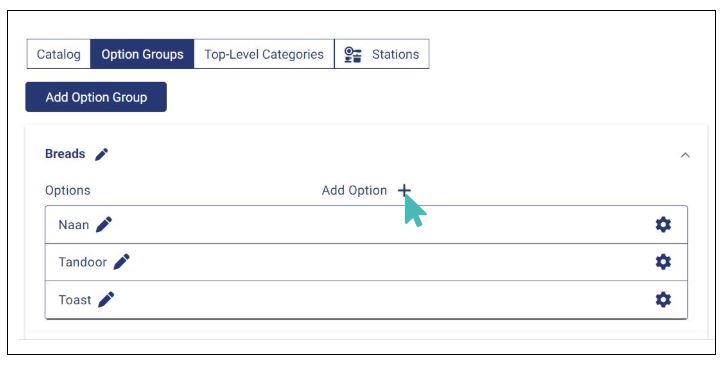 Adding an option to an option group Method 2