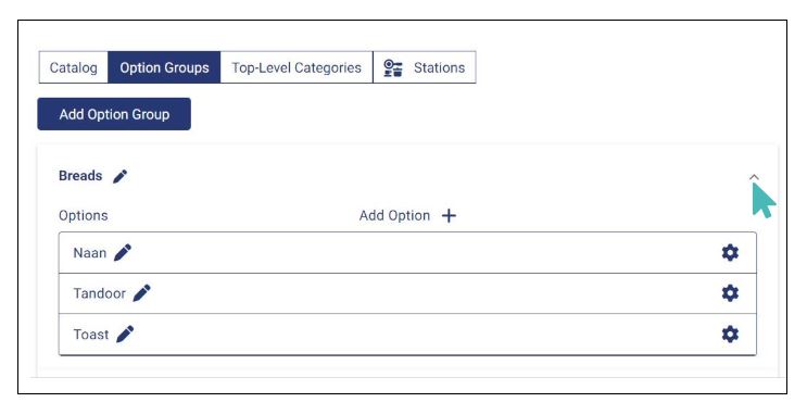 View Options Under an Option Group