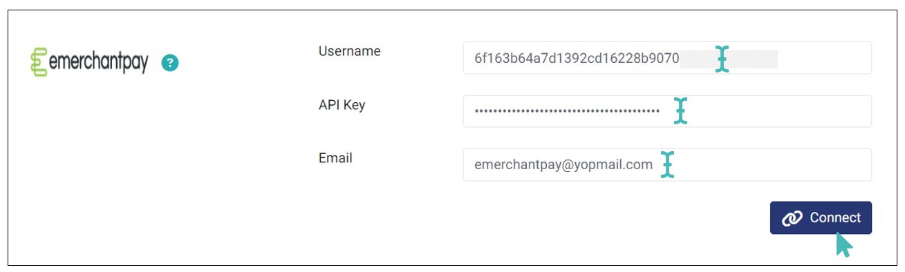 Enter emerchantpay Integration Details and Connect