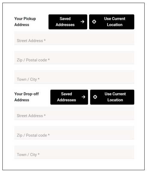 Customer Checkout Page When Pickup and Drop-Off is Enabled