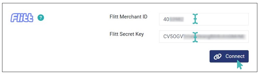 Enter Flitt Integration Details and Connect