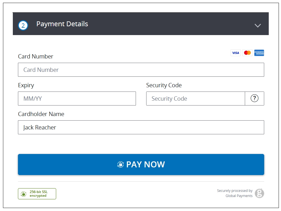 Enter Card Info and Proceed to Pay