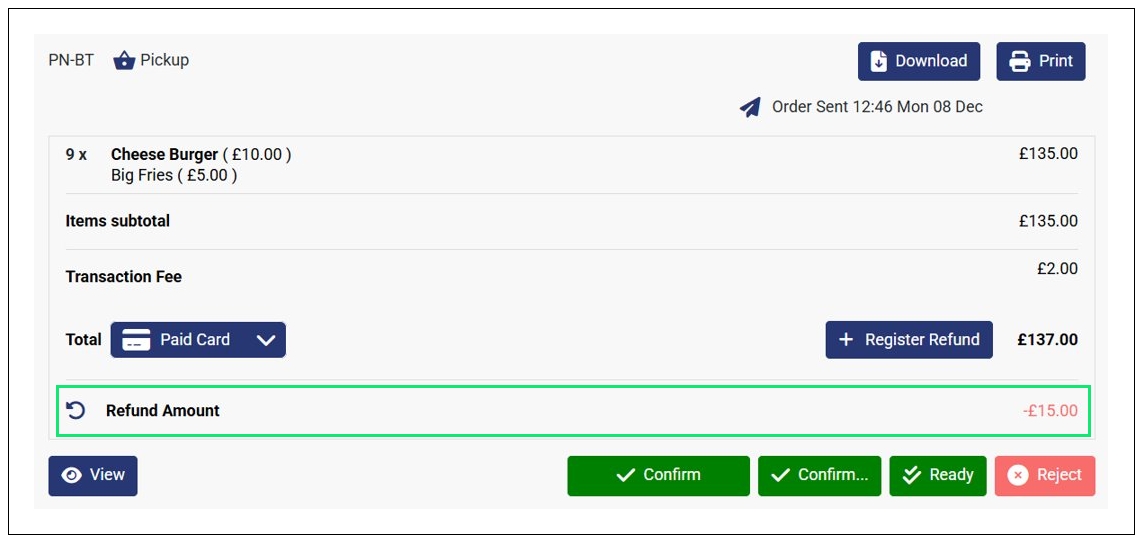 View Refunded Amount on an Order