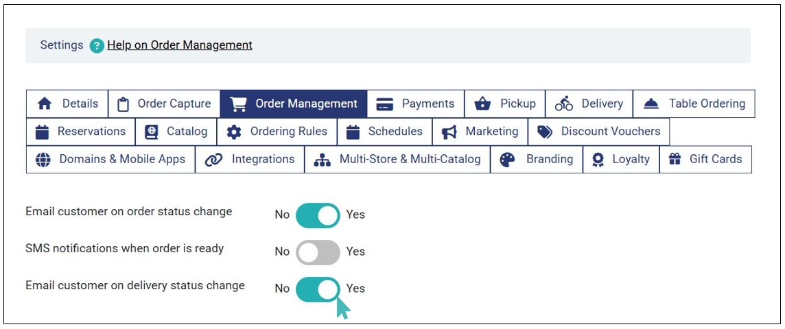 Enable Customer Notification on Delivery Status Change