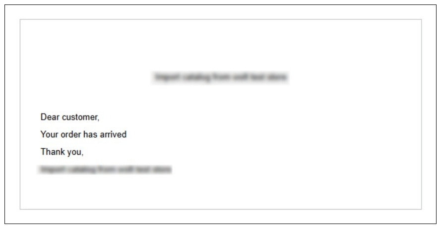 Sample Customer Email Notification on Delivery Status Change