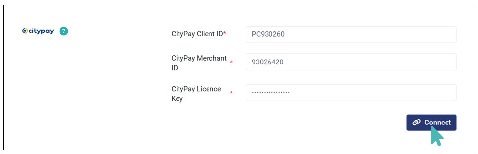 Enter the Required Citypay Integration Details and Connect