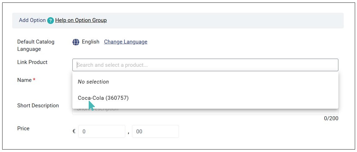 Select the Product to Link to Option