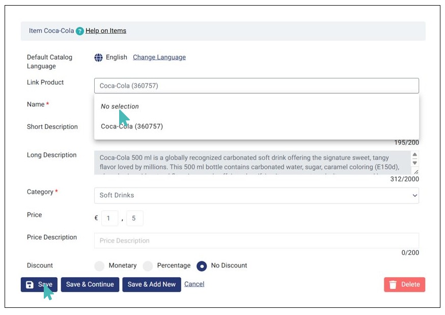 Unlink a Product and Save the Changes